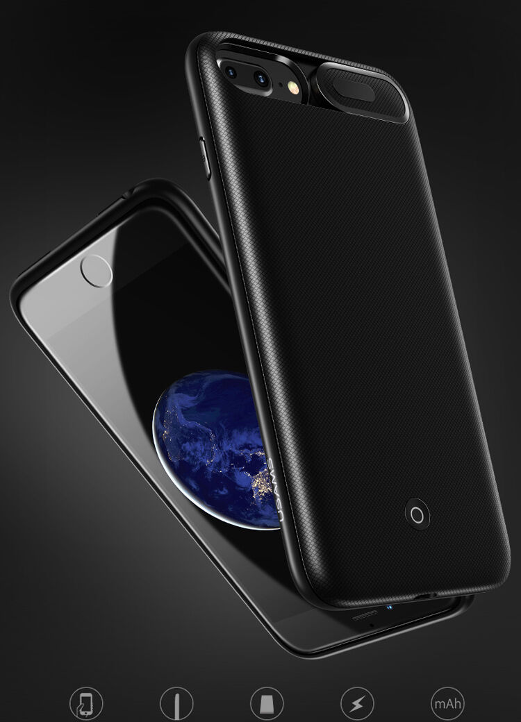 USAMS etui z baterią 3000mAh i ochroną soczewki dla Apple iPhone SE (2020/2022) / 8 / 7 / 6S / 6 - czarne