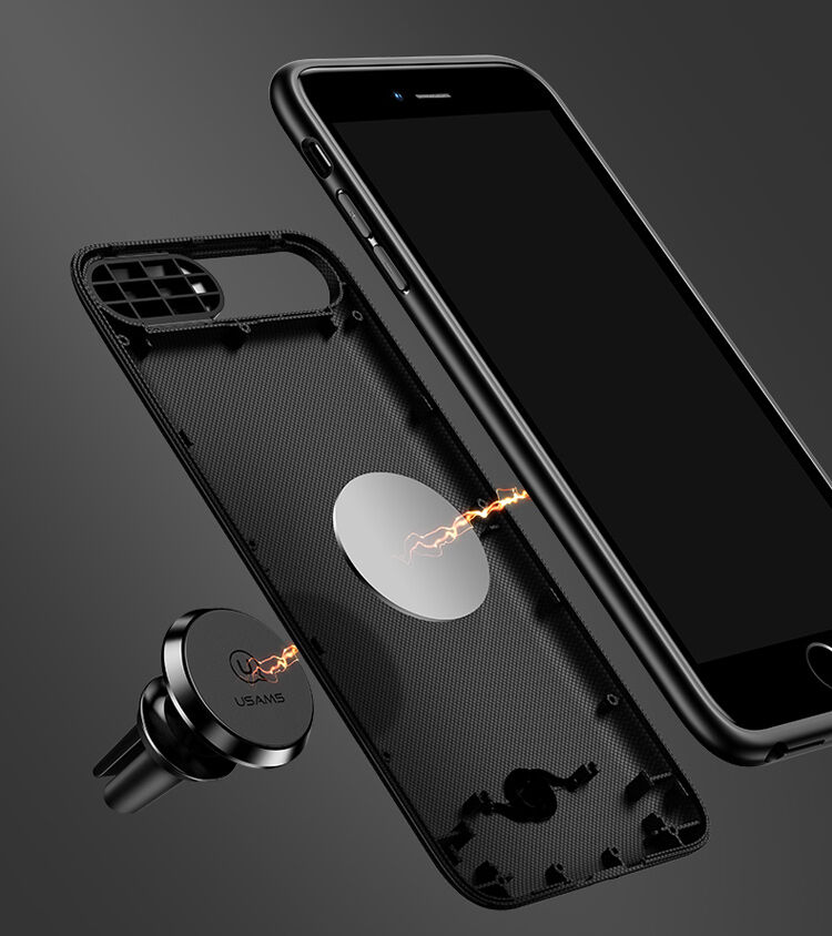 USAMS etui z baterią 3000mAh i ochroną soczewki dla Apple iPhone SE (2020/2022) / 8 / 7 / 6S / 6 - czarne