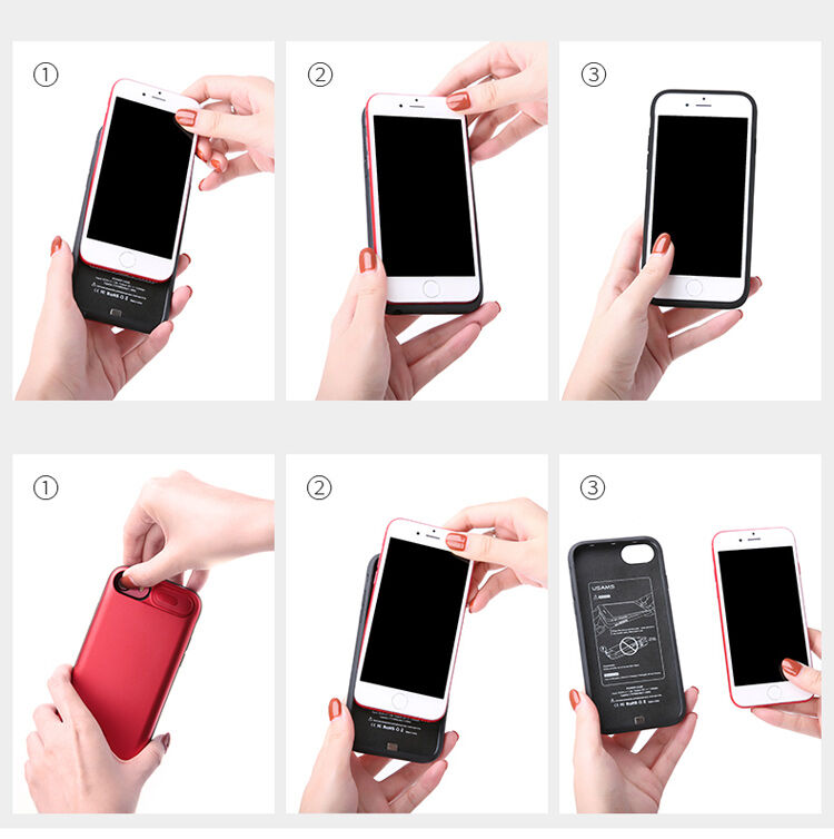 USAMS etui z baterią 3000mAh i ochroną soczewki dla Apple iPhone SE (2020/2022) / 8 / 7 / 6S / 6 - czarne