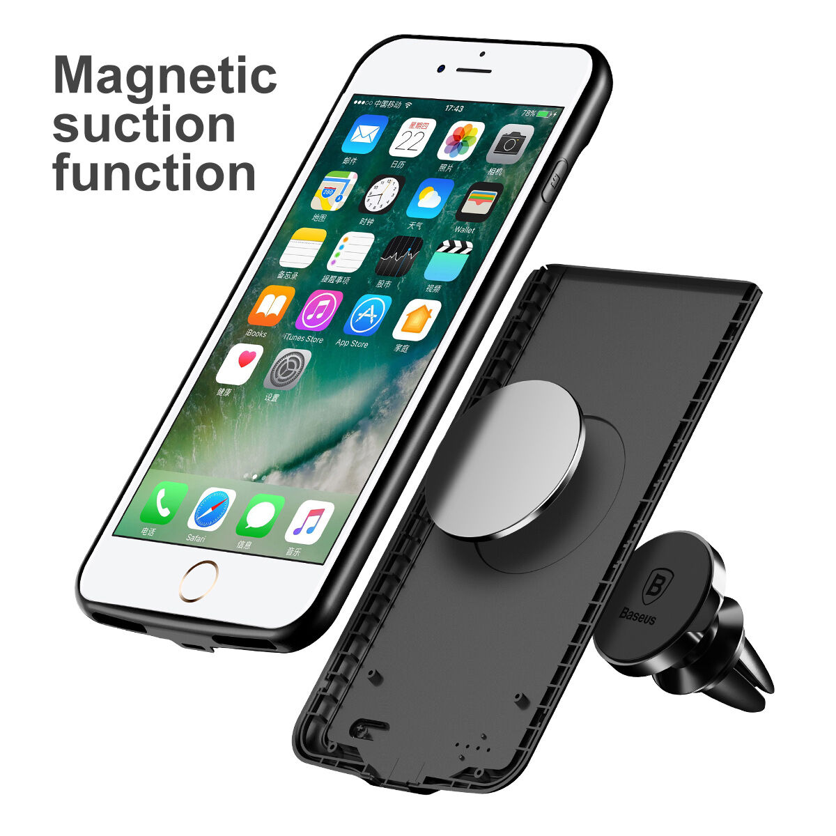 BASEUS etui designowe z baterią 5000mAh dla Apple iPhone 7 - czerwone