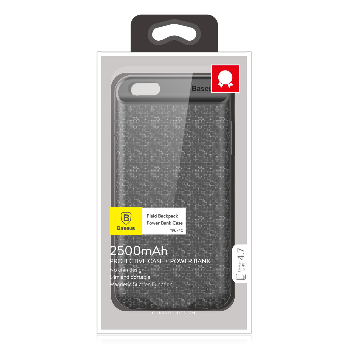 BASEUS etui designowe z baterią 5000mAh dla Apple iPhone 7 - czerwone