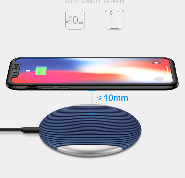 Bezprzewodowa QI ładowarka z antypoślizgową powierzchnią dla Apple iPhone - niebiesko-srebrna