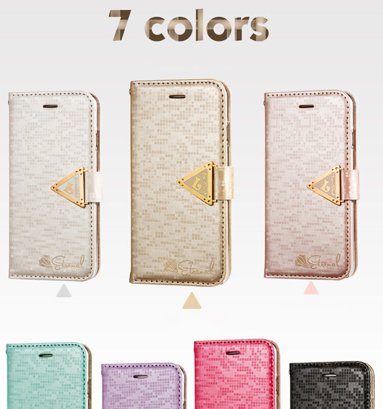 Otwierane etui / futerał z połyskiem diamentowym i paskiem magnetycznym do iPhone 6S / 6 - złote