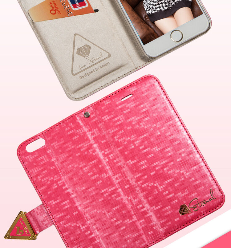Otwierane etui / futerał z połyskiem diamentowym i paskiem magnetycznym do iPhone 6S / 6 - złote
