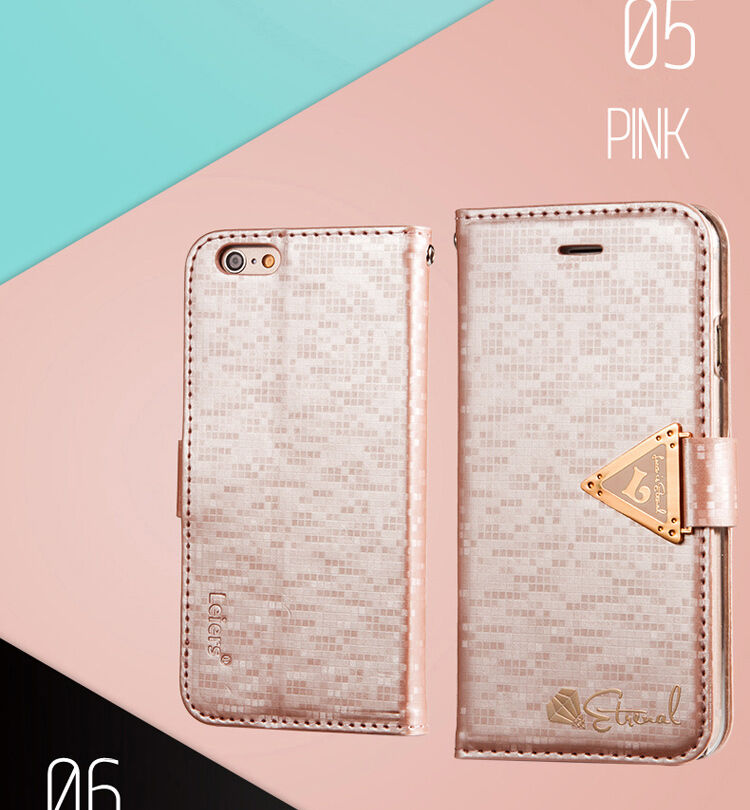 Otwierane etui / futerał z połyskiem diamentowym i paskiem magnetycznym do iPhone 6S / 6 - złote