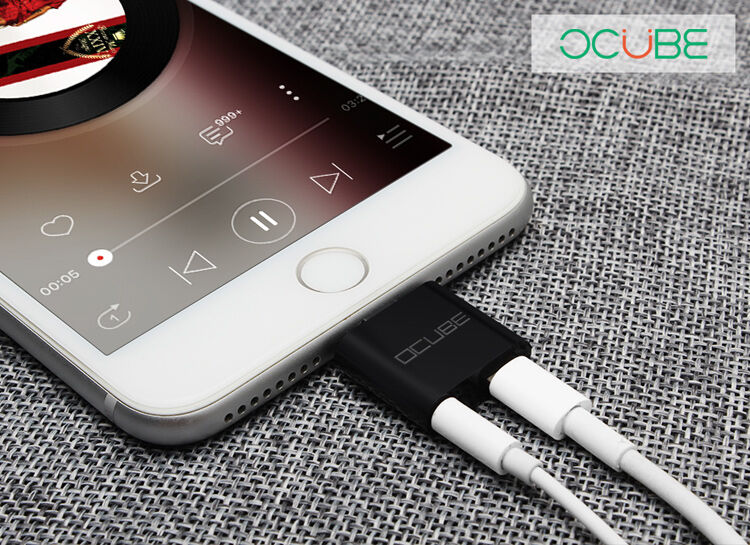 OCUBE 2w1 redukcja Lightning do 3,5 mm portu i Lightning dla Apple iPhone - czarna
