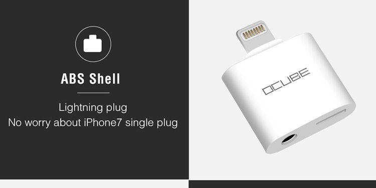 OCUBE 2w1 redukcja Lightning do 3,5 mm portu i Lightning dla Apple iPhone - czarna