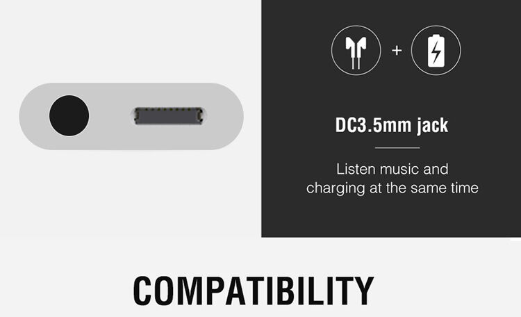 OCUBE 2w1 redukcja Lightning do 3,5 mm portu i Lightning dla Apple iPhone - czarna