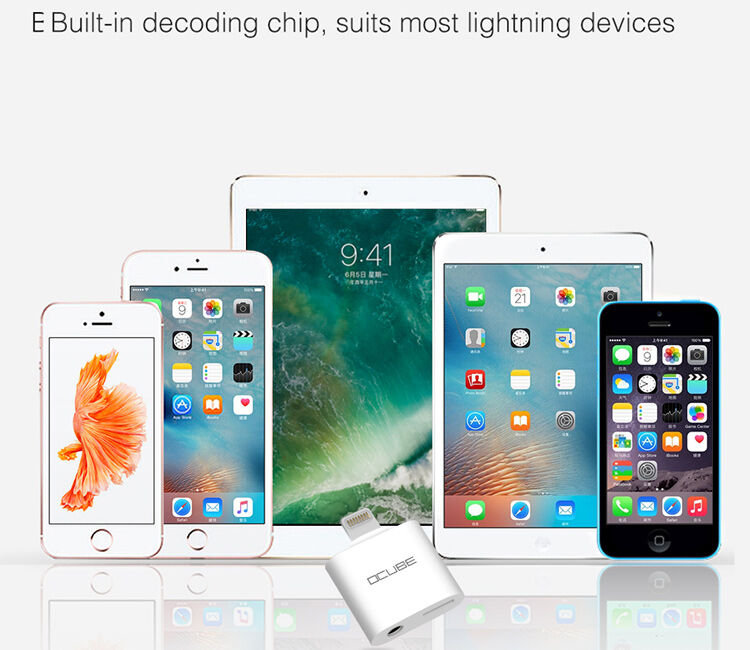 OCUBE 2w1 redukcja Lightning do 3,5 mm portu i Lightning dla Apple iPhone - czarna