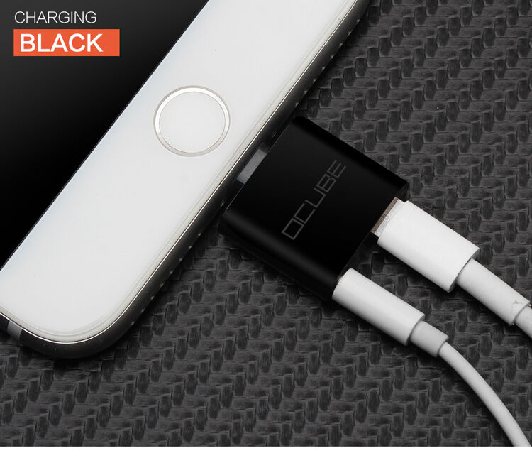 OCUBE 2w1 redukcja Lightning do 3,5 mm portu i Lightning dla Apple iPhone - czarna