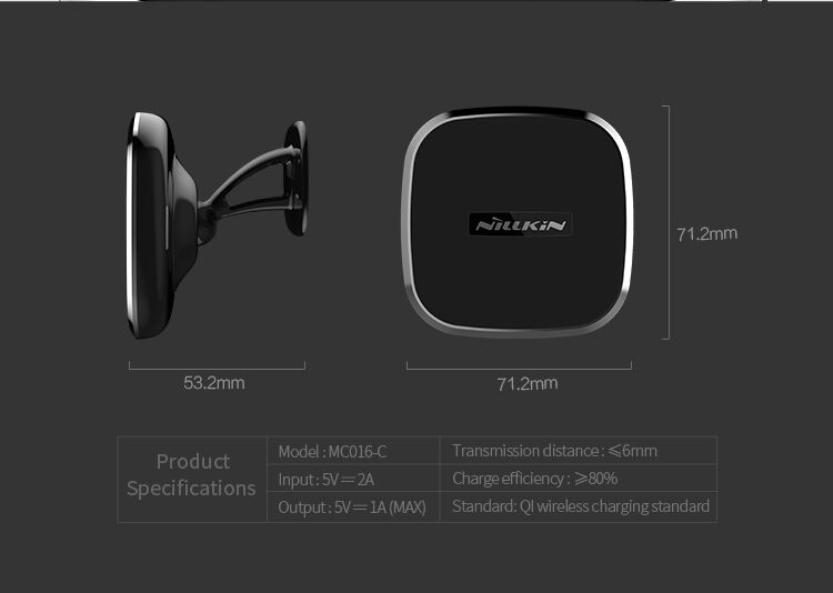 NILLKIN designowy magnetyczny uchwyt z Qi bezprzewodowym ładowaniem dla Apple iPhone - czarny