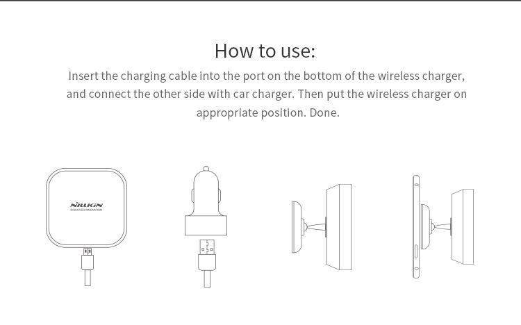 NILLKIN designowy magnetyczny uchwyt z Qi bezprzewodowym ładowaniem dla Apple iPhone - czarny
