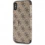 Guess pokrowiec flip ze skóry sztucznej z logo do iPhone X / XS - brązowy