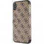 Guess pokrowiec flip ze skóry sztucznej z logo do iPhone XS Max - brązowy