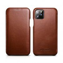 Icarer skórzany pokrowiec flip do iPhone 11 Pro Max - kakaowo-brązowy