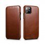 Icarer skórzany pokrowiec flip do iPhone 11 Pro Max - kakaowo-brązowy