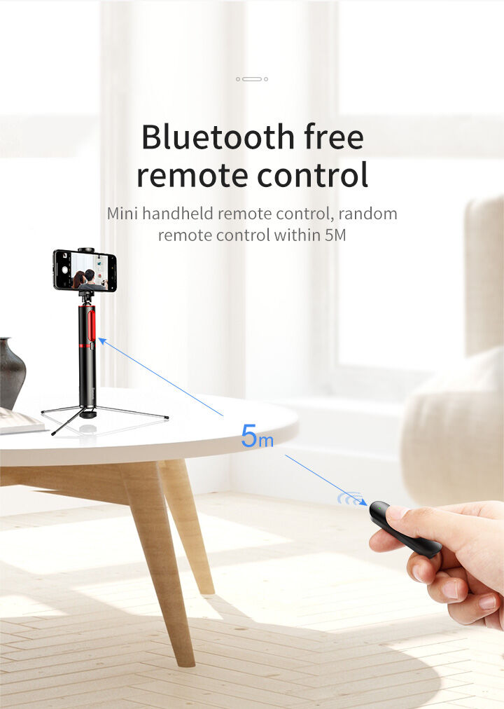 Baseus bluetooth teleskopowy kijek selfie trójnóg - czerwony