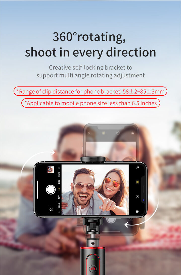 Baseus bluetooth teleskopowy kijek selfie trójnóg - czerwony