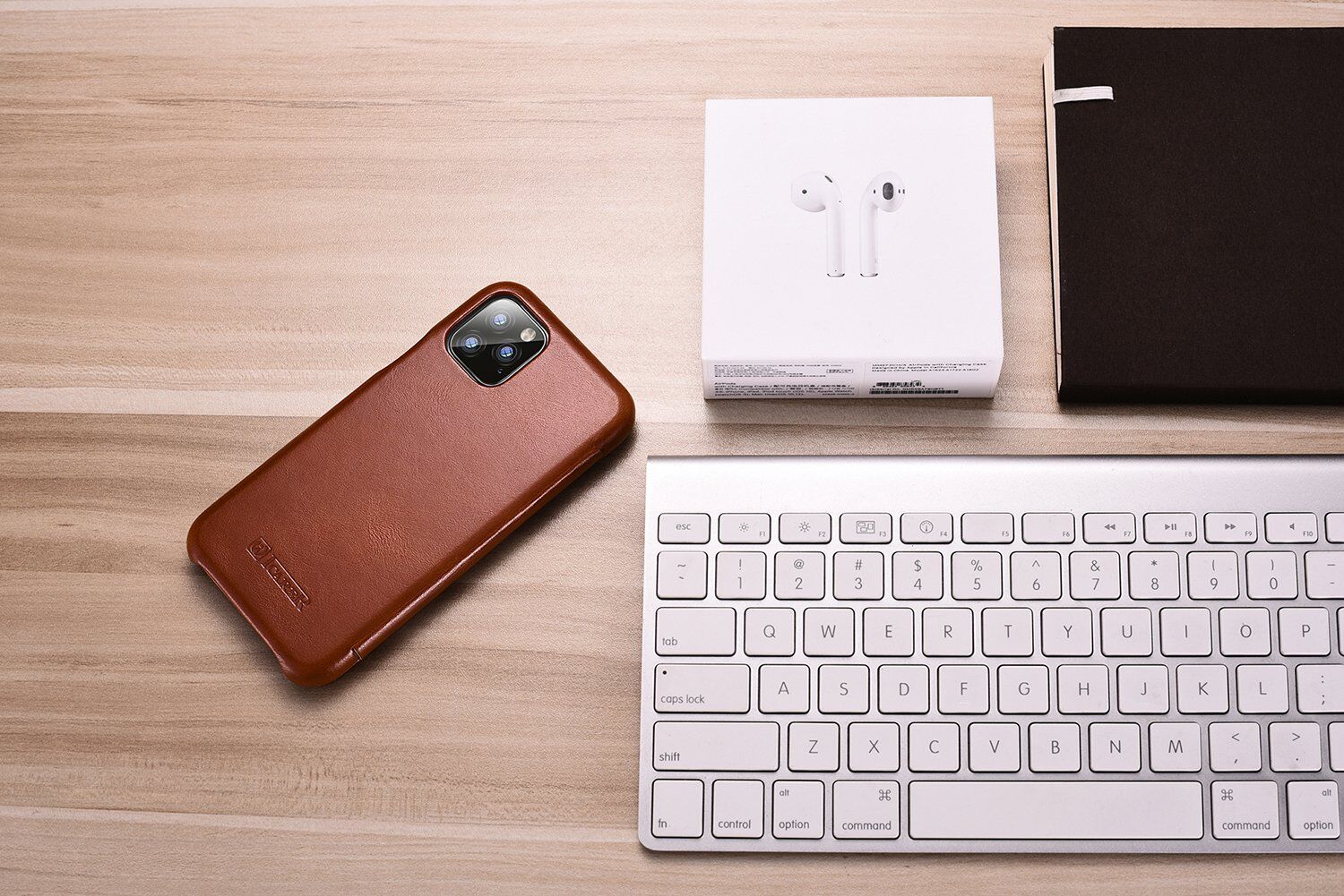 Icarer skórzany pokrowiec flip do iPhone 11 Pro Max - kakaowo-brązowy