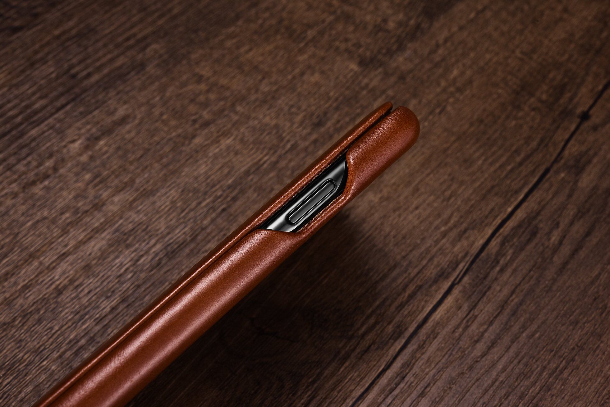 Icarer skórzany pokrowiec flip do iPhone 11 Pro Max - kakaowo-brązowy