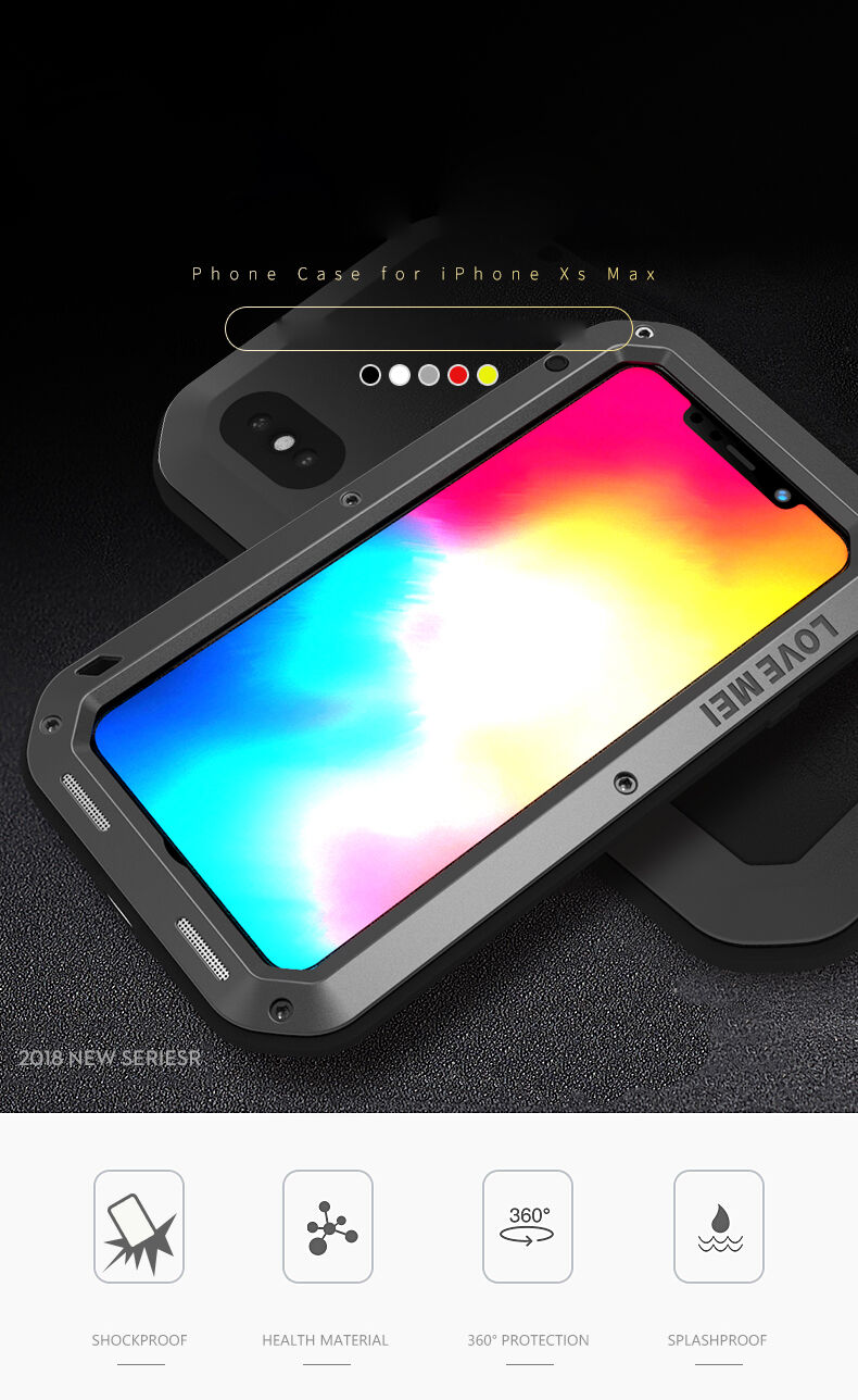 Love Mei pokrowiec super odporny na wstrząsy / wodę / kurz do iPhone XS Max - czarne