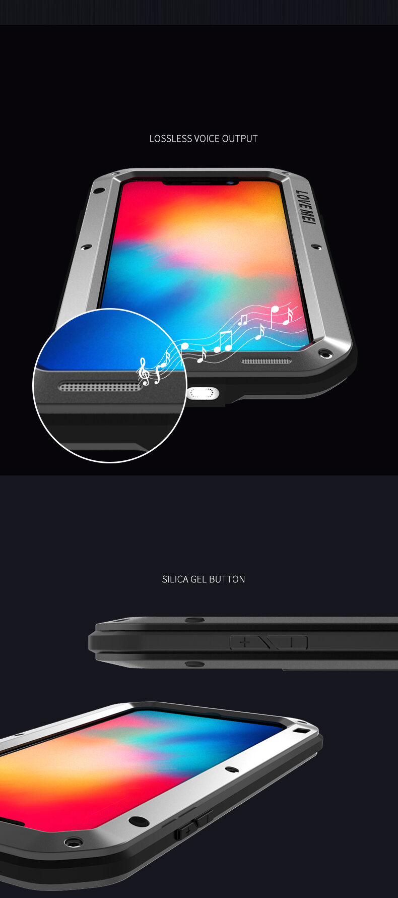 Love Mei pokrowiec super odporny na wstrząsy / wodę / kurz do iPhone XS Max - czarne