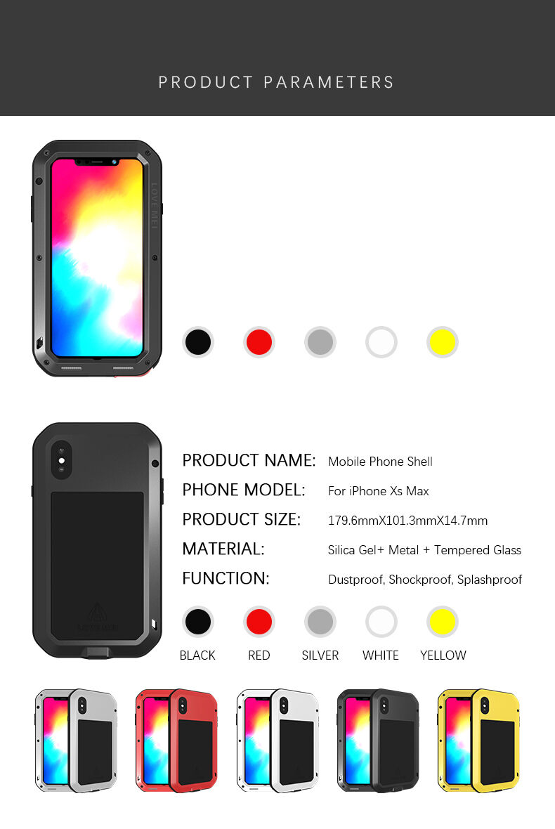 Love Mei pokrowiec super odporny na wstrząsy / wodę / kurz do iPhone XS Max - czarne