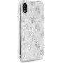 Guess 4G Solid Glitter etui błyszczące do iPhone X / XS - srebrny