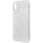 Guess 4G Solid Glitter etui błyszczące do iPhone X / XS - srebrny