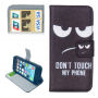 Pokrowiec ze wbudowanym stojakiem i miejscem na dokumenty dla iPhone 5 / 5S / SE (2016) - "DON'T TOUCH MY PHONE"