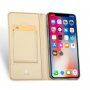 DUX DUCIS Futerał ze stojakiem i przegrodami na dokumenty dla Apple iPhone XS / iPhone X – złoty