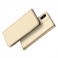 DUX DUCIS Futerał ze stojakiem i przegrodami na dokumenty dla Apple iPhone XS / iPhone X – złoty