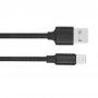 Kabel pleciony do transmisji danych i ładowania USB-A 2.0 / Lightning dla iPhone / iPad / iPod / AirPods - 13 cm - czarny