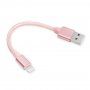 Kabel pleciony do transmisji danych i ładowania USB-A 2.0 / Lightning dla iPhone / iPad / iPod / AirPods - 13 cm - różowy