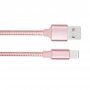 Kabel pleciony do transmisji danych i ładowania USB-A 2.0 / Lightning dla iPhone / iPad / iPod / AirPods - 13 cm - różowy