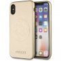 Guess Saffiano etui z logo iPhone X / XS - złote