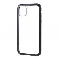 Pokrowiec na cały telefon ze szkła hartowanego z metalową ramką dla iPhone 11 - czarne