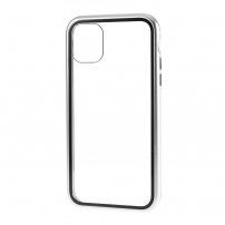 Pokrowiec na cały telefon ze szkła hartowanego z metalową ramką dla iPhone 11 Pro - srebrny