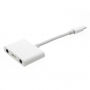 Redukcja lightning złącze z dwoma 3.5 złączami jack i złączem lightning dla Apple iPhone / 8 / 8 Plus / 7 / 7 Plus