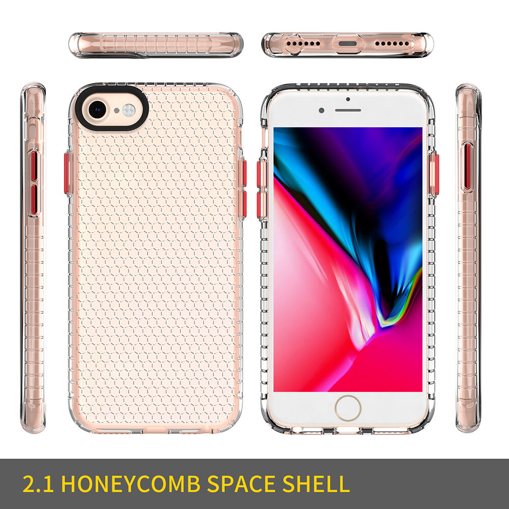 Etui przezroczyste ze strukturą plastra miodu dla iPhone 6 / 6S / 7 / 8 - czarny