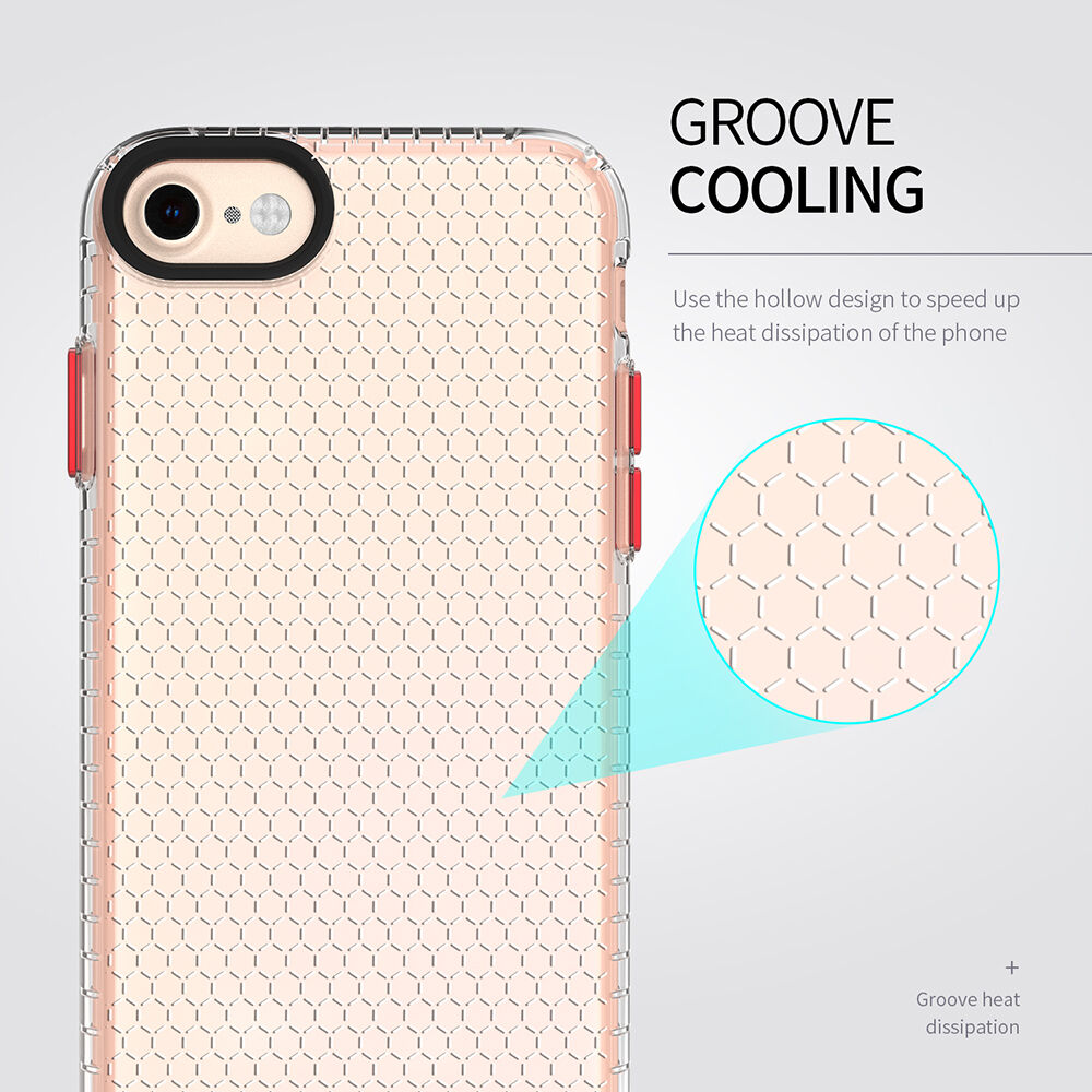 Etui przezroczyste ze strukturą plastra miodu dla iPhone 6 / 6S / 7 / 8 - czarny