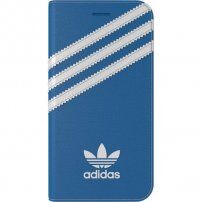 Adidas oryginalny pokrowiec flip z logo i paskami dla iPhone 7 / 8 / SE (2020/2022) - niebiesko-biały