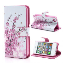 Magnetyczny futerał / etui ze stojakiem i slotami na karty dla Apple iPhone 4 / 4S - różowe