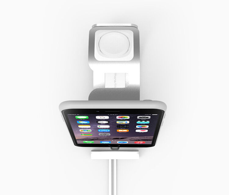 Elegancki stojak aluminiowy / stacja dokująca dla Apple Watch / iPhone - srebrny