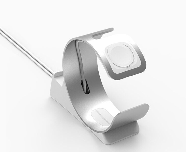 Elegancki stojak aluminiowy / stacja dokująca dla Apple Watch / iPhone - srebrny