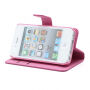 Magnetyczny futerał / etui ze stojakiem i slotami na karty dla Apple iPhone 4 / 4S - różowe