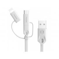 MCDODO USB kabel z lightning / micro USB / USB-C złączami dla Apple iPhone - 1 m - biały