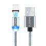 FLOVEME Round kabel magnetyczny USB-A / USB-C / Micro USB / Lightning dla iPhone / iPad / iPod / AirPods - 1 m - srebrny