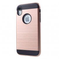 Etui ze szlifowaną teksturą dla iPhone XR - różowo-złoty