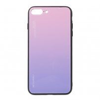 Etui ze szklaną częścią tylną dla iPhone 7 Plus / 8 Plus - różowo-fioletowe
